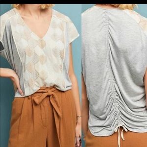 Anthropologie// Tiny gray embroidered tshirt